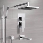 Remer TSR46 Chrome Tub and Shower System with Rain Shower Head and Hand Shower